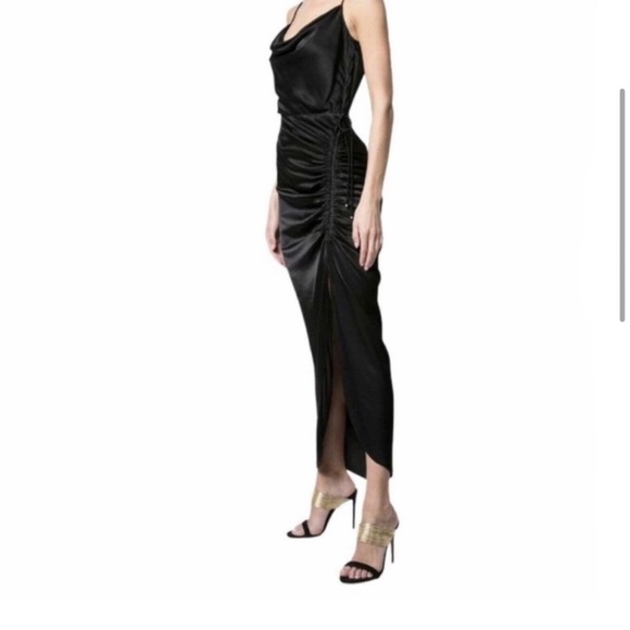 VERONICA BEARD Natasha Satin Draped Dress Black - Picture 3 of 4